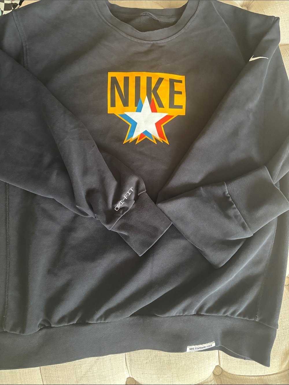 Nike Black Sweatshirt with Yellow Logo and Multicolor Star